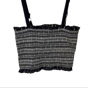 Forever 21 Boho Fun Textured Cotton Smocked Blue and White Arrow Micro Crop Top